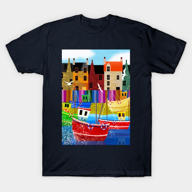 Seaside Town T-Shirt by Scratch